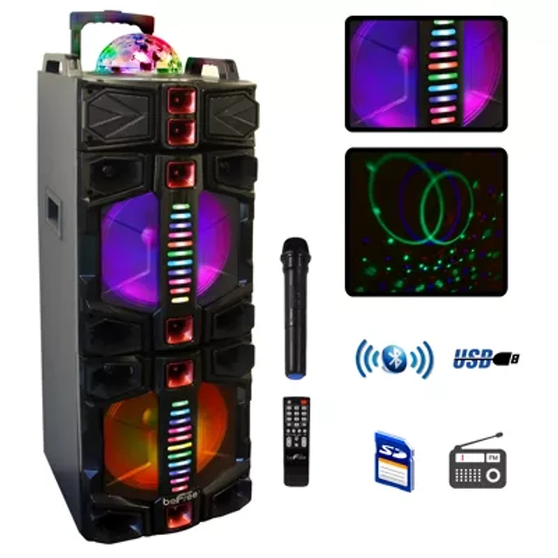 BeFree Sound Dual 12 Inch Subwoofer Bluetooth Portable Party Speaker