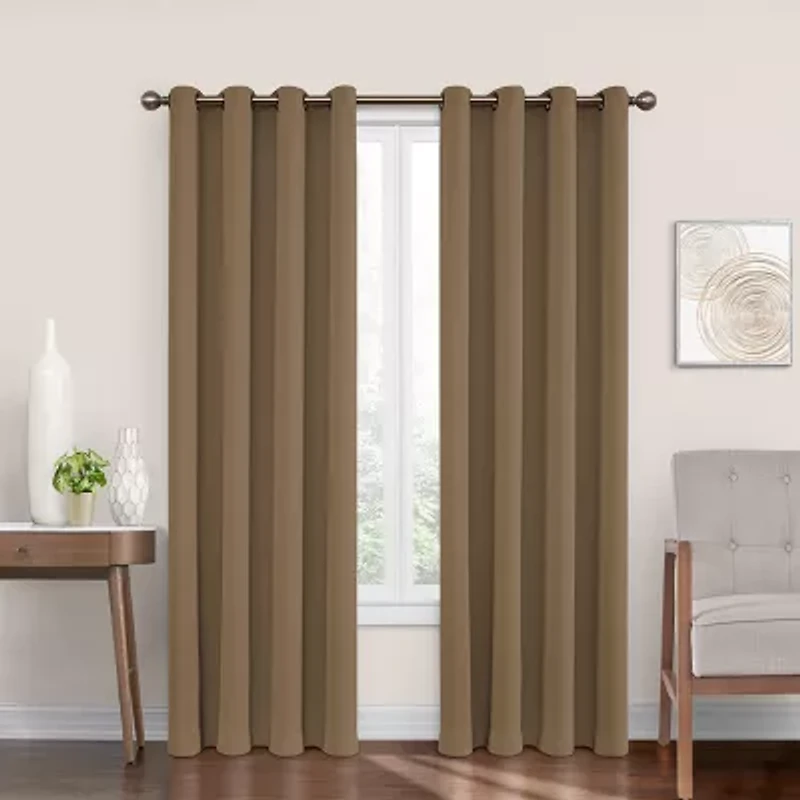 Eclipse Round And Pattern Grommet Top Blackout Single Curtain Panel