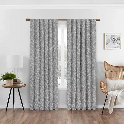 Eclipse Nora Botanical Rod Pocket Back Tab Blackout Single Curtain Panel