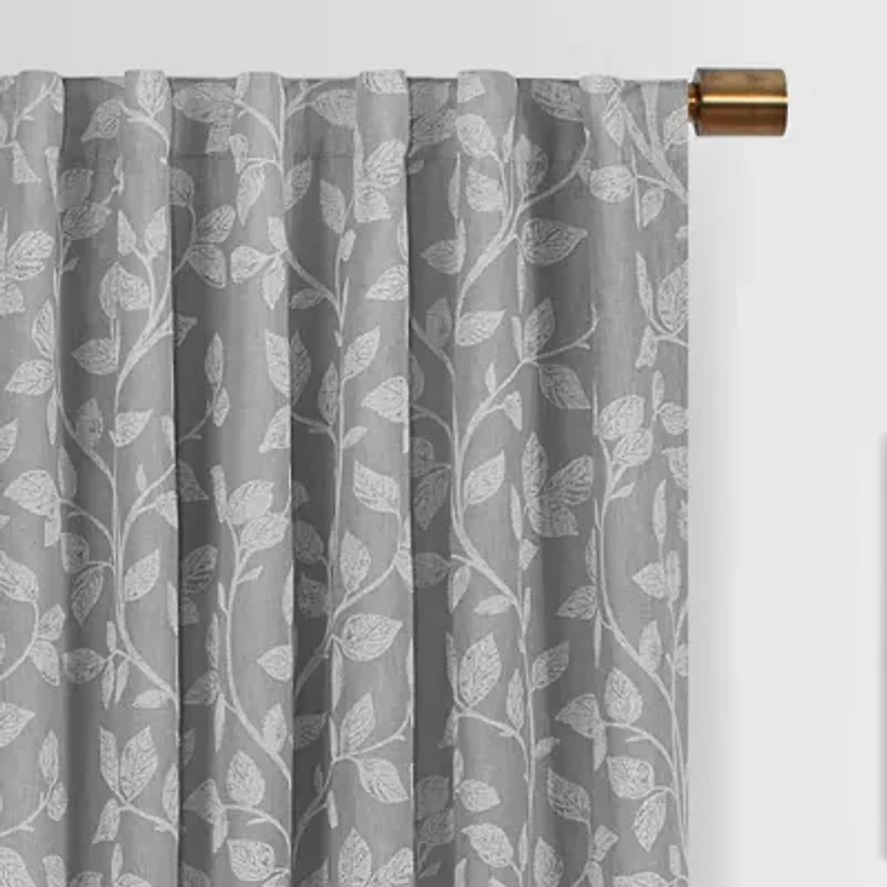 Eclipse Nora Botanical Rod Pocket Back Tab Blackout Single Curtain Panel