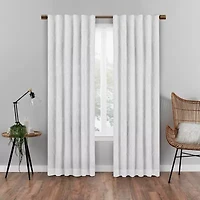 Eclipse Nora Geometric Embroidery Rod Pocket Back Tab Blackout Single Curtain Panel