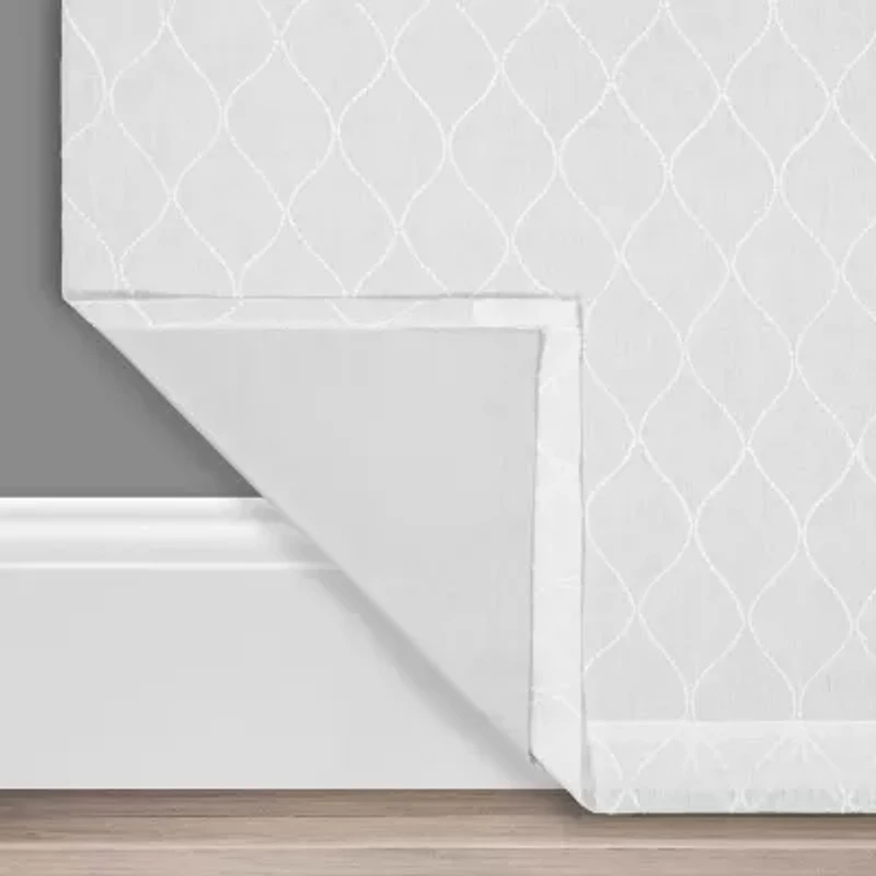 Eclipse Nora Geometric Embroidery Rod Pocket Back Tab Blackout Single Curtain Panel