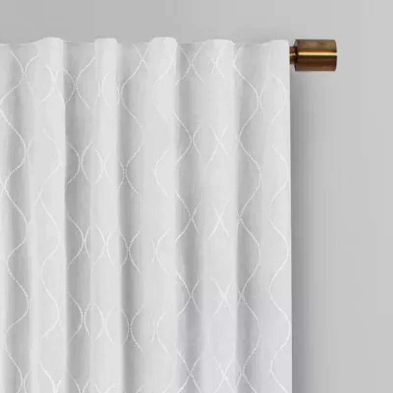 Eclipse Nora Geometric Embroidery Rod Pocket Back Tab Blackout Single Curtain Panel