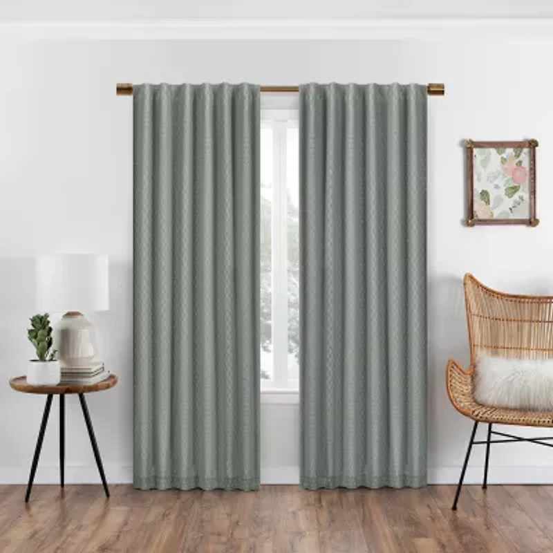 Eclipse Nora Crochet Rod Pocket Back Tab Blackout Single Curtain Panel