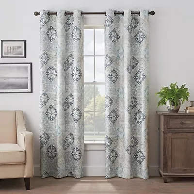 Eclipse Martina Medallion Grommet Top 100% Blackout Single Curtain Panel