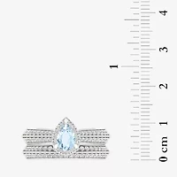 Modern Bride Gemstone Womens 1/2 CT. T.W. Genuine Pink Morganite 10K Rose Gold Pear Halo Bridal Set