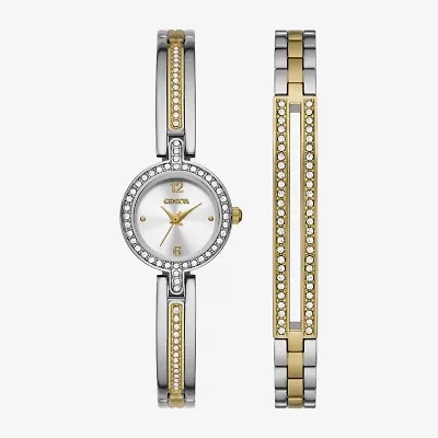 Geneva Geneva Ladies Womens Crystal Accent Silver Tone 2-pc. Watch Boxed Set Fmdjset078