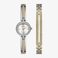 Geneva Geneva Ladies Womens Crystal Accent Silver Tone 2-pc. Watch Boxed Set Fmdjset078