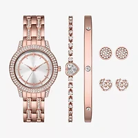 Ladies Boxed Sets Womens Crystal Accent Rose Goldtone 5-pc. Watch Boxed Set Fmdjset706