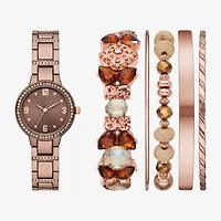 Ladies Boxed Sets Womens Crystal Accent Brown 6-pc. Watch Boxed Set Fmdjset709