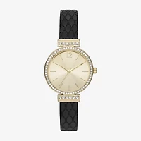Womens Crystal Accent Black Strap Watch Fmdjo294