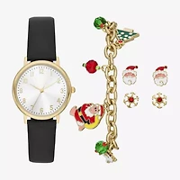 Christmas Sets Womens Black 6-pc. Watch Boxed Set Fmdjps203