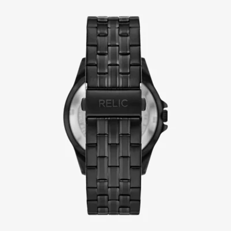 Relic By Fossil Mens Black Stainless Steel Bracelet Watch Zr77336