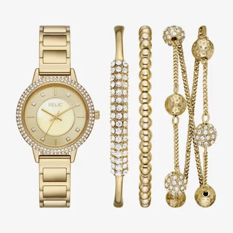 Relic By Fossil Womens Gold Tone Bracelet Watch Zr97011