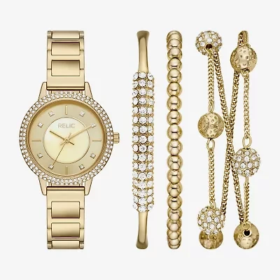 Relic By Fossil Womens Gold Tone Bracelet Watch Zr97011