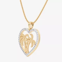 Palm Tree (G-H / Si1-Si2) Womens 1/3 CT. T.W. Lab Grown White Diamond 10K Gold Heart 18 Inch Pendant Necklace