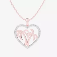 Palm Tree (G-H / Si1-Si2) Womens 1/3 CT. T.W. Lab Grown White Diamond 10K Rose Gold Heart 18 Inch Pendant Necklace