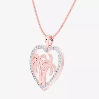 Palm Tree (G-H / Si1-Si2) Womens 1/3 CT. T.W. Lab Grown White Diamond 10K Rose Gold Heart 18 Inch Pendant Necklace