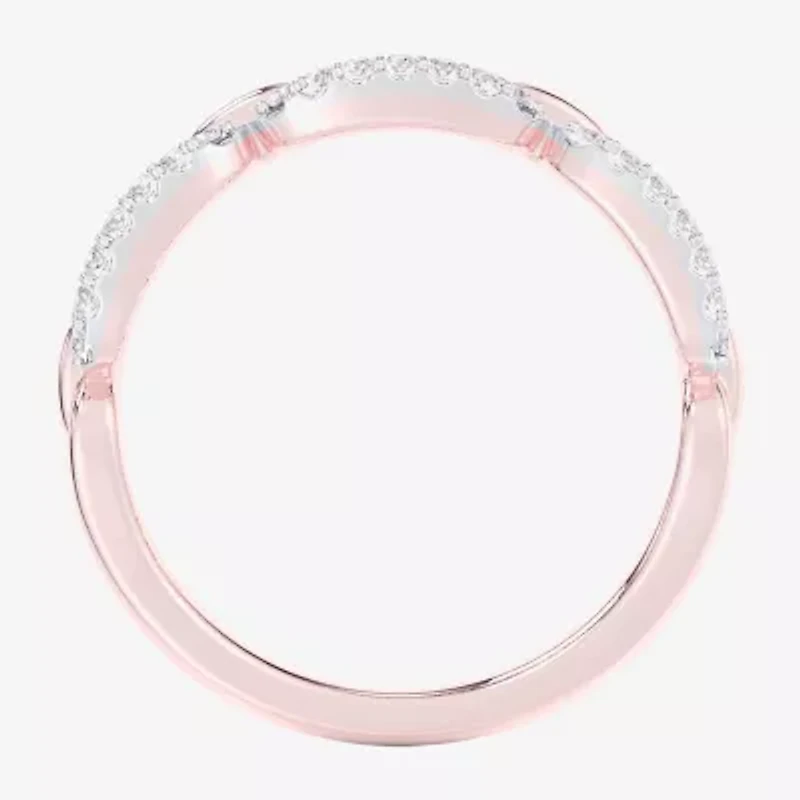 (G-H / Si1-Si2) Womens 1/4 CT. T.W. Lab Grown White Diamond 10K Rose Gold Cocktail Ring