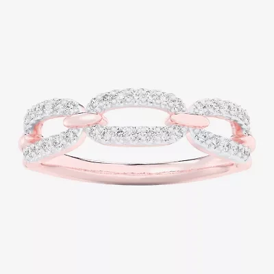 (G-H / Si1-Si2) Womens 1/4 CT. T.W. Lab Grown White Diamond 10K Rose Gold Cocktail Ring