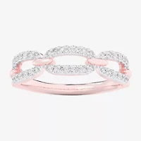 (G-H / Si1-Si2) Womens 1/4 CT. T.W. Lab Grown White Diamond 10K Rose Gold Cocktail Ring