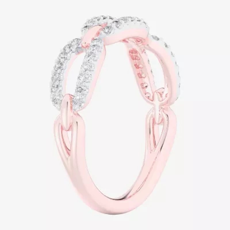 (G-H / Si1-Si2) Womens 1/4 CT. T.W. Lab Grown White Diamond 10K Rose Gold Cocktail Ring