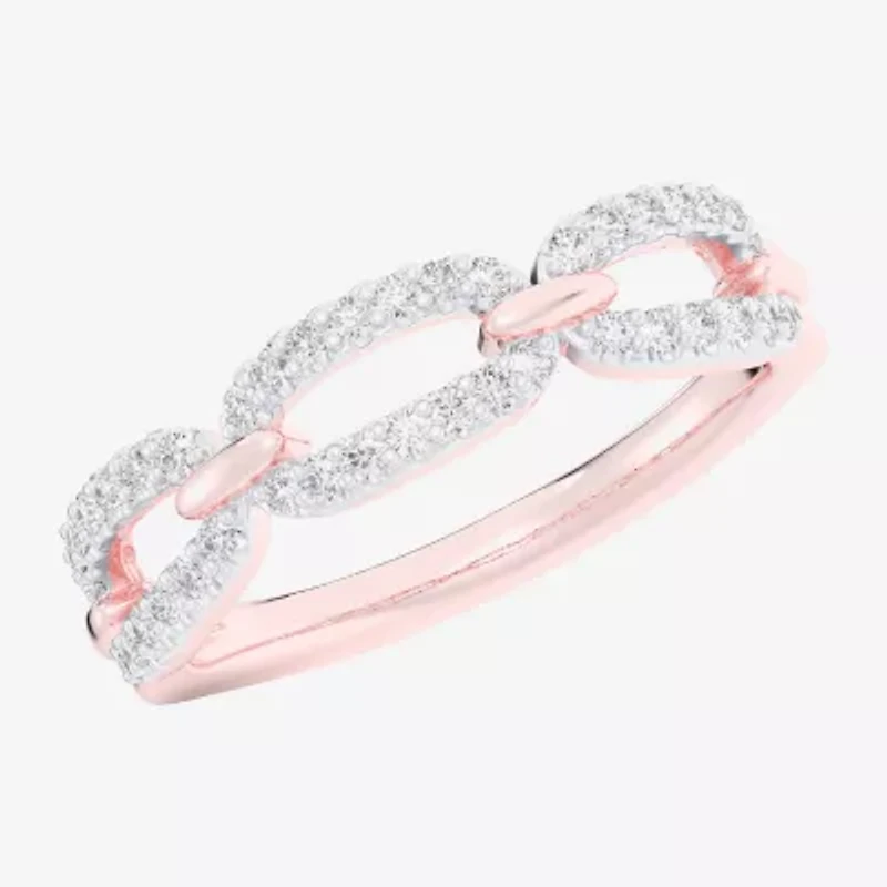 (G-H / Si1-Si2) Womens 1/4 CT. T.W. Lab Grown White Diamond 10K Rose Gold Cocktail Ring