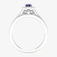 Modern Bride Gemstone Womens 1/3 CT. T.W. Lead Glass-Filled Red Ruby 10K White Gold Pear Halo Bridal Set