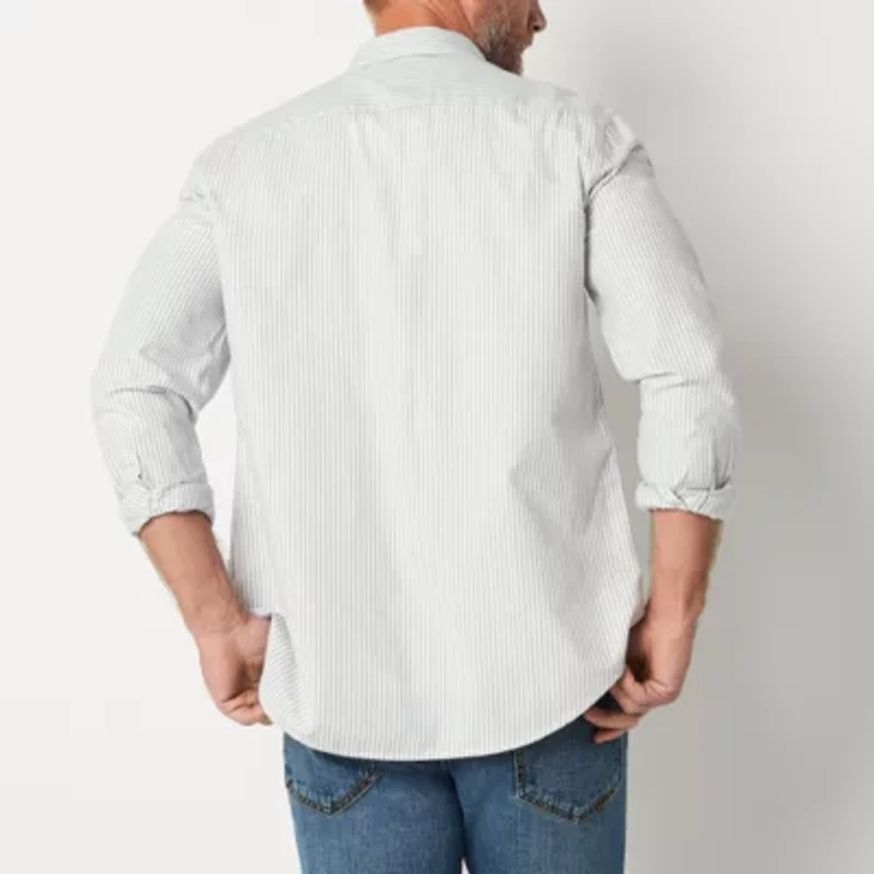 St. John's Bay Performance Oxford Mens Long Sleeve Slim Fit Button-Down Shirt