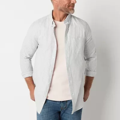 St. John's Bay Performance Oxford Mens Long Sleeve Slim Fit Button-Down Shirt