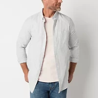 St. John's Bay Performance Oxford Mens Long Sleeve Slim Fit Button-Down Shirt