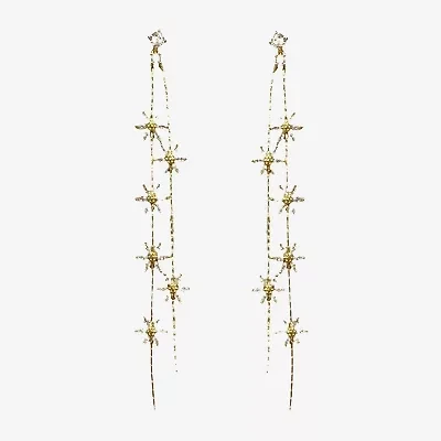 Bijoux Bar Gold Tone Linear Womens Flower Drop Earrings