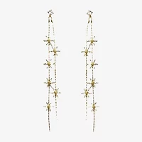 Bijoux Bar Gold Tone Linear Womens Flower Drop Earrings