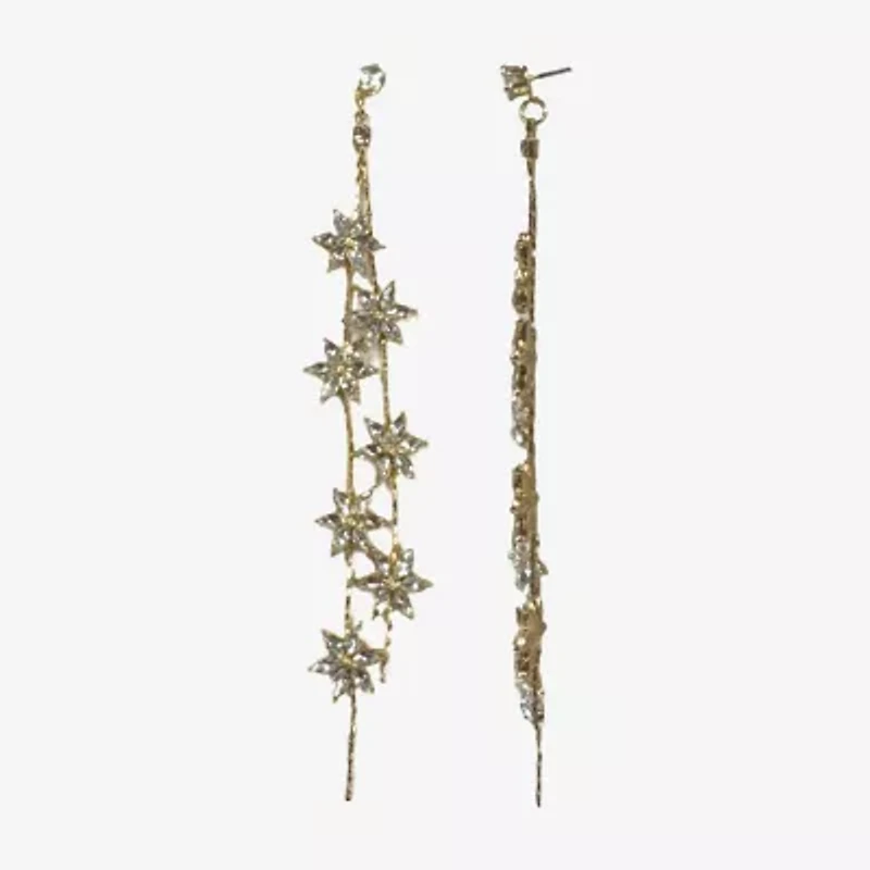 Bijoux Bar Gold Tone Linear Womens Flower Drop Earrings
