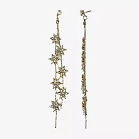 Bijoux Bar Gold Tone Linear Womens Flower Drop Earrings