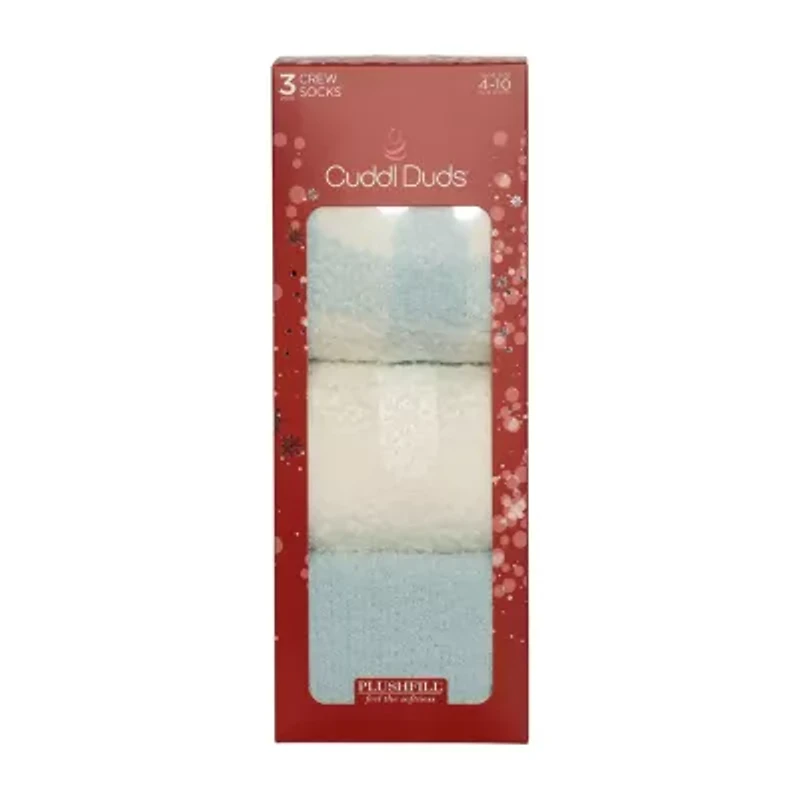 Cuddl Duds Cozy Gift Set Womens 3 Pair Crew Socks