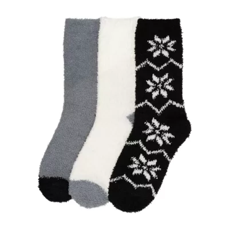 Cuddl Duds Cozy Gift Set Womens 3 Pair Crew Socks