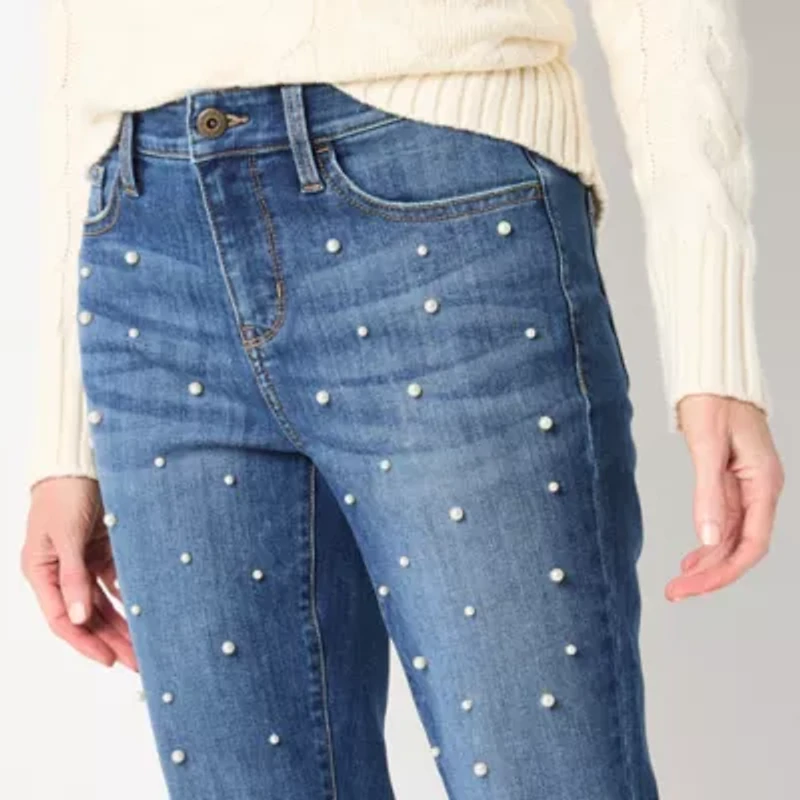 St. John's Bay Womens Tall Mid Rise Straight Leg Jean