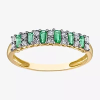 Womens 1/5 CT. Genuine Green Emerald 10K Gold Band