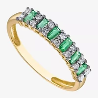Womens 1/5 CT. Genuine Green Emerald 10K Gold Band