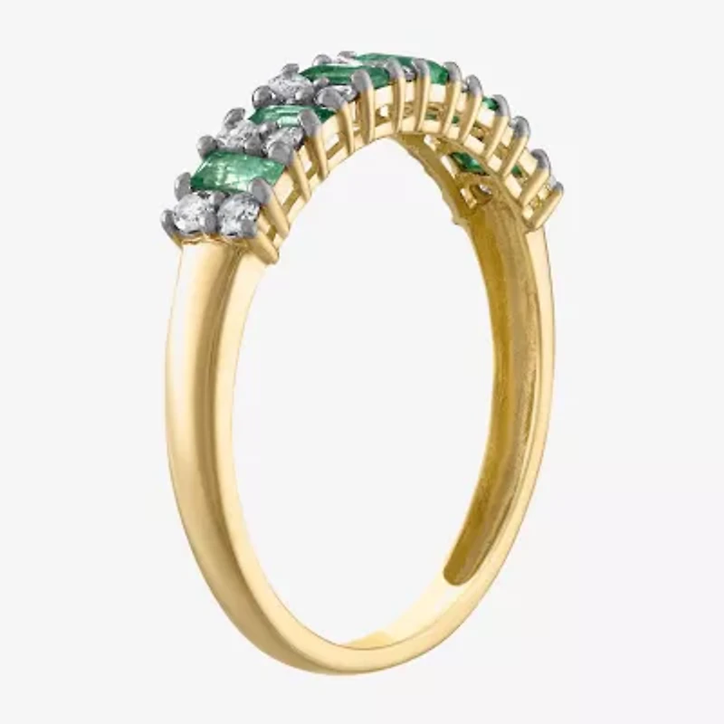 Womens 1/5 CT. Genuine Green Emerald 10K Gold Band