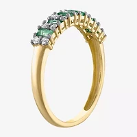 Womens 1/5 CT. Genuine Green Emerald 10K Gold Band