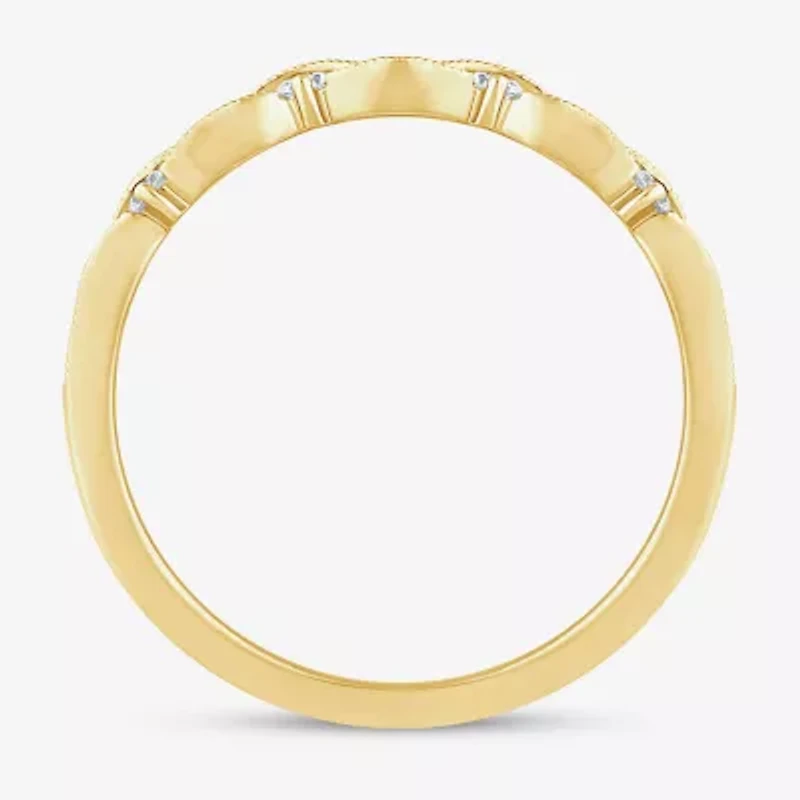 (I / Si2) Womens 1/4 CT. T.W. Lab Grown White Diamond 10K Gold Wedding Band