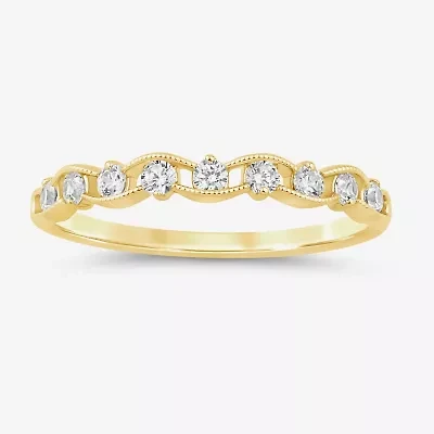 (I / Si2) Womens 1/4 CT. T.W. Lab Grown White Diamond 10K Gold Wedding Band