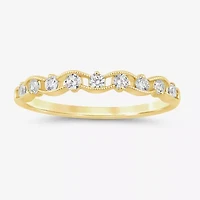 (I / Si2) Womens 1/4 CT. T.W. Lab Grown White Diamond 10K Gold Wedding Band