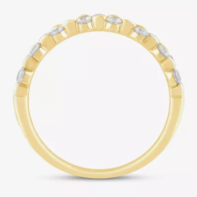 (I / Si2) Womens 1/2 CT. T.W. Lab Grown White Diamond 10K Gold Wedding Band