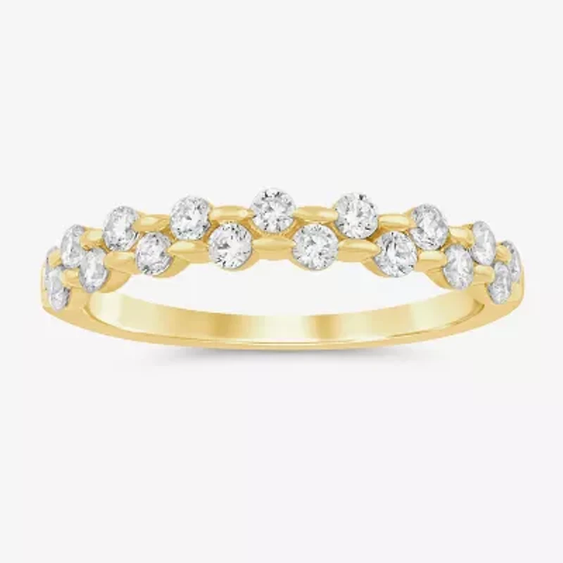 (I / Si2) Womens 1/2 CT. T.W. Lab Grown White Diamond 10K Gold Wedding Band