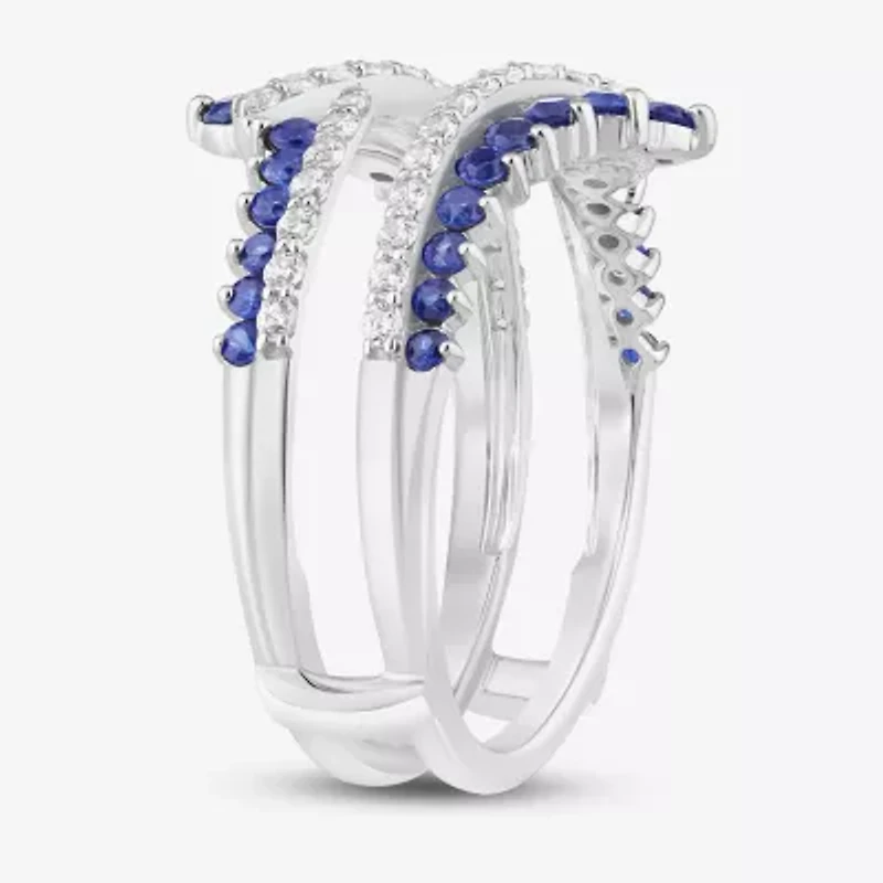 Womens Diamond Accent Lab Created White 14K Gold Ring Guard