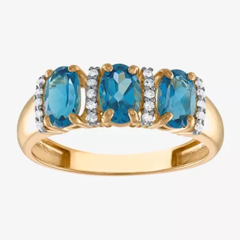 Womens 2MM 1/10 CT. T.W. Genuine Blue Topaz 10K Gold Oval Band