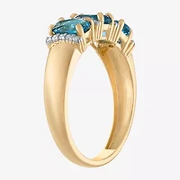 Womens 2MM 1/10 CT. T.W. Genuine Blue Topaz 10K Gold Oval Band